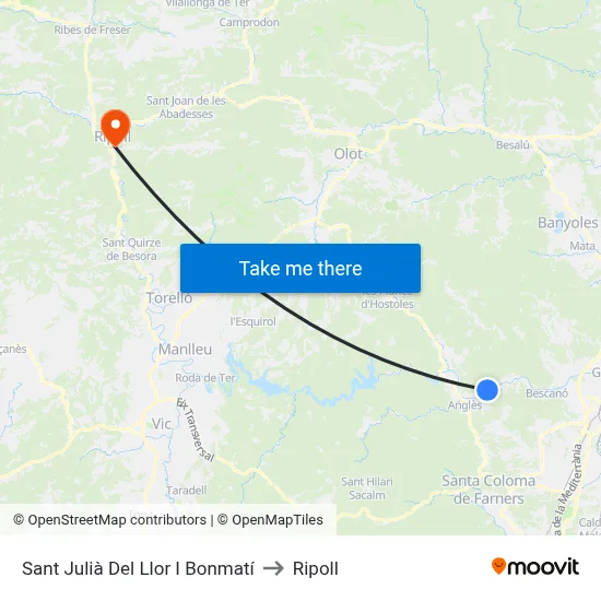 Sant Julià Del Llor I Bonmatí to Ripoll map