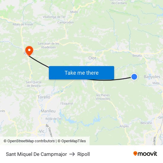 Sant Miquel De Campmajor to Ripoll map