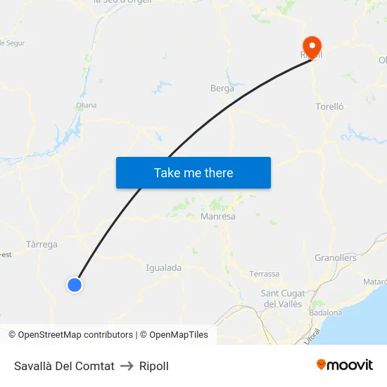 Savallà Del Comtat to Ripoll map