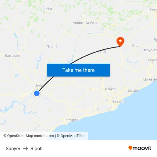 Sunyer to Ripoll map