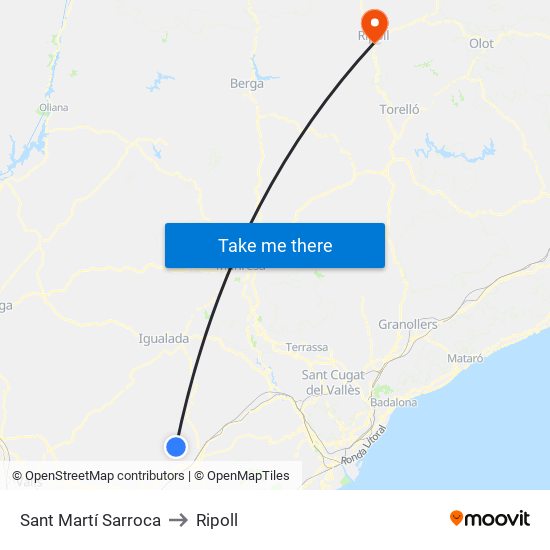 Sant Martí Sarroca to Ripoll map