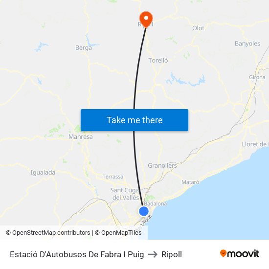 Estació D'Autobusos De Fabra I Puig to Ripoll map