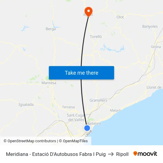 Meridiana - Estació D'Autobusos Fabra I Puig to Ripoll map