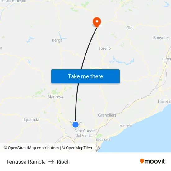 Terrassa Rambla to Ripoll map
