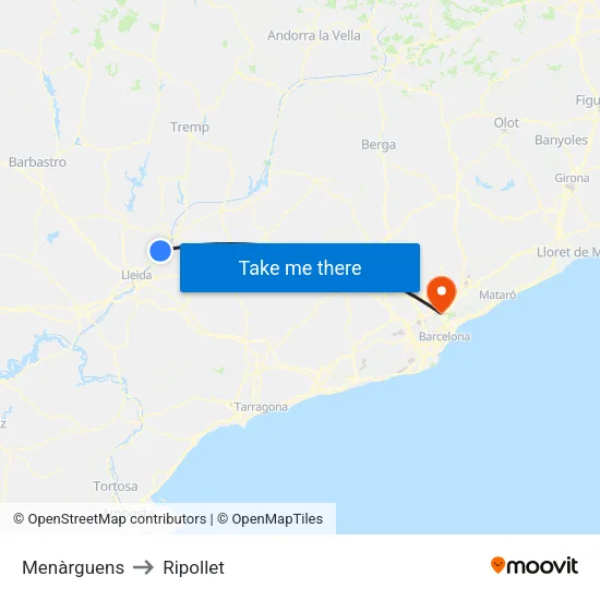 Menàrguens to Ripollet map