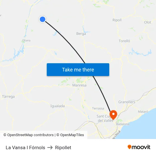 La Vansa I Fórnols to Ripollet map