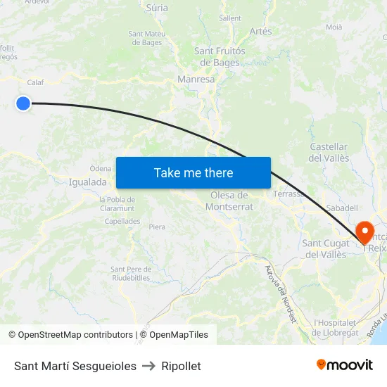 Sant Martí Sesgueioles to Ripollet map