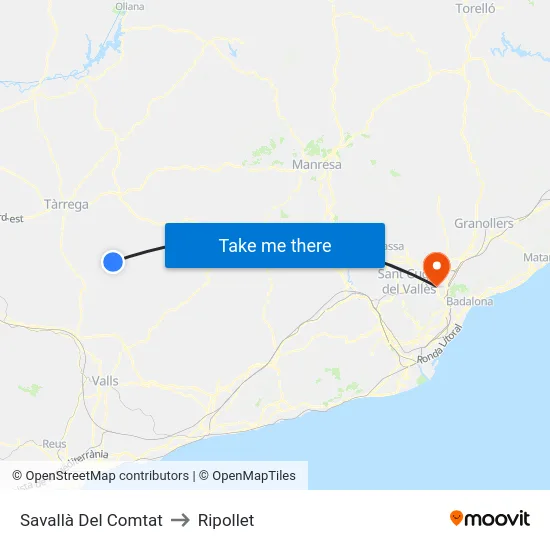 Savallà Del Comtat to Ripollet map