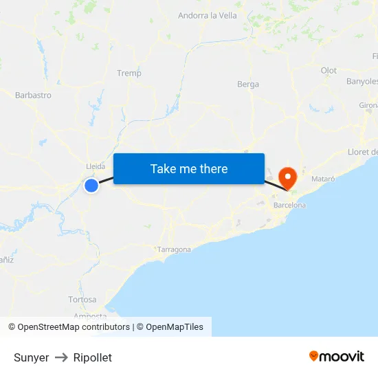 Sunyer to Ripollet map