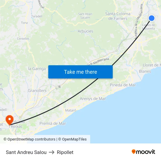 Sant Andreu Salou to Ripollet map