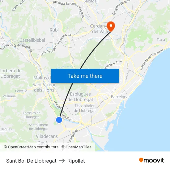 Sant Boi De Llobregat to Ripollet map