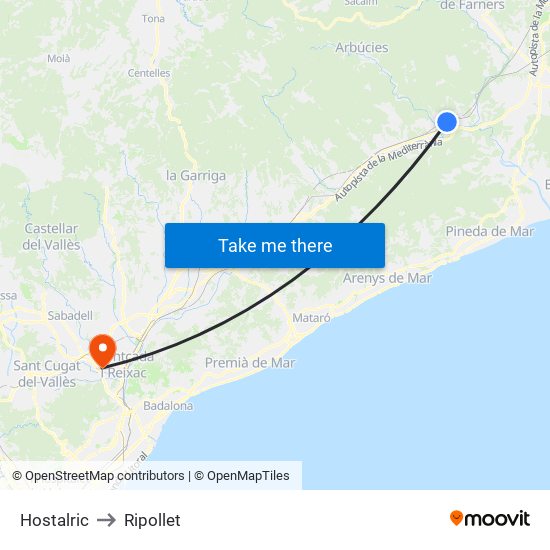 Hostalric to Ripollet map