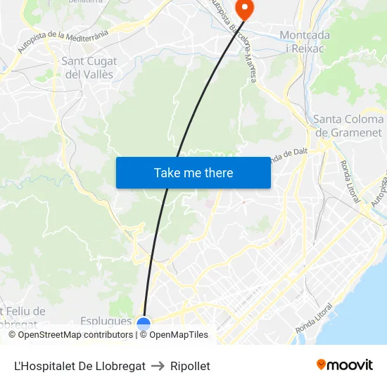 L'Hospitalet De Llobregat to Ripollet map