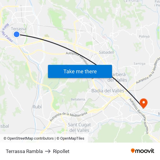 Terrassa Rambla to Ripollet map