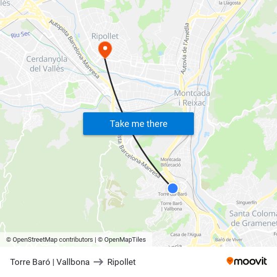 Torre Baró | Vallbona to Ripollet map