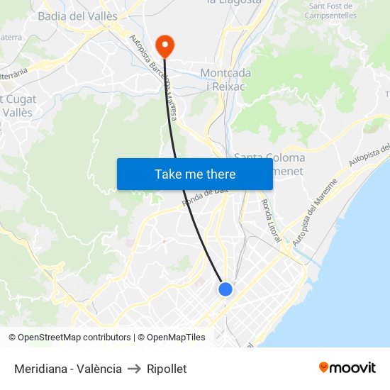 Meridiana - València to Ripollet map