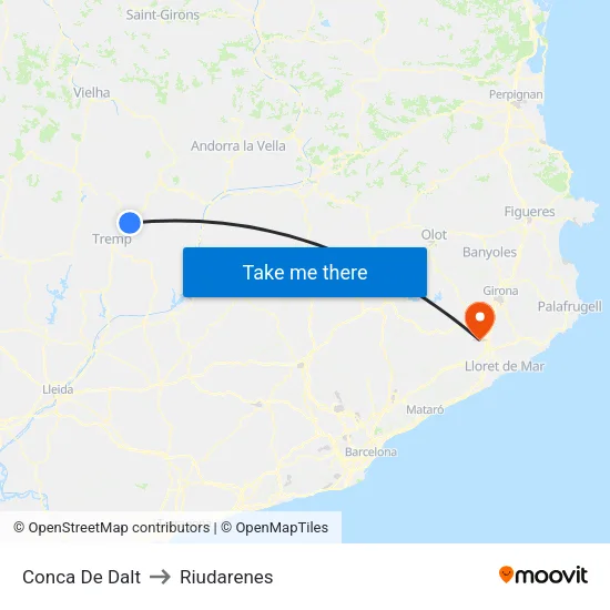 Conca De Dalt to Riudarenes map