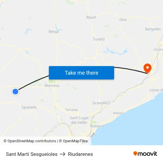 Sant Martí Sesgueioles to Riudarenes map