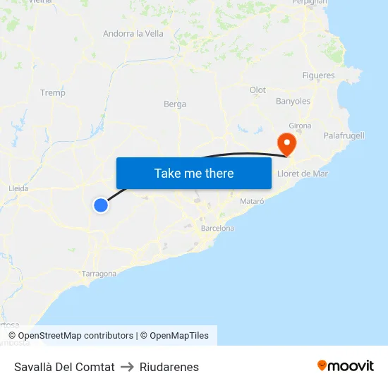Savallà Del Comtat to Riudarenes map