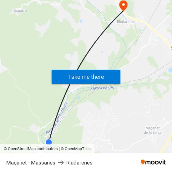 Maçanet - Massanes to Riudarenes map