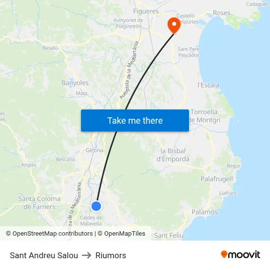 Sant Andreu Salou to Riumors map