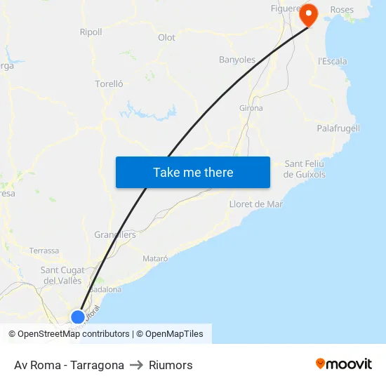 Av Roma - Tarragona to Riumors map