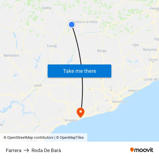 Farrera to Roda De Barà map