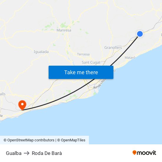 Gualba to Roda De Barà map