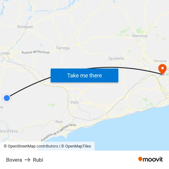 Bovera to Rubí map