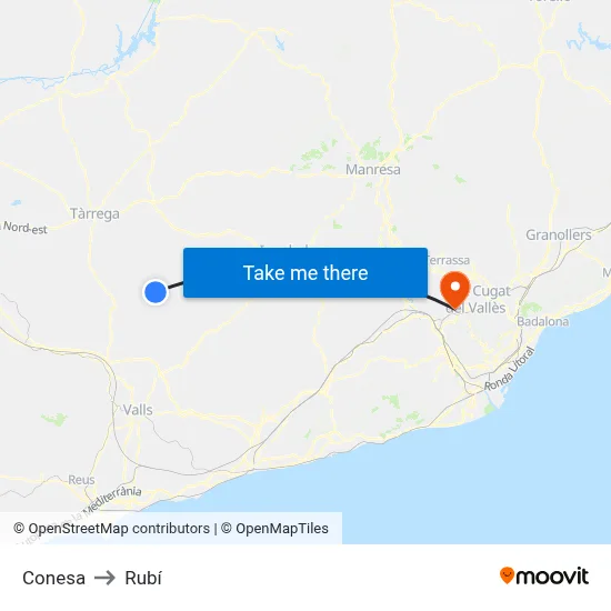 Conesa to Rubí map