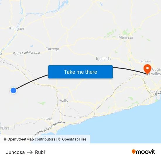 Juncosa to Rubí map