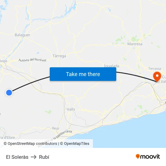 El Soleràs to Rubí map