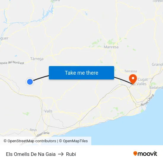 Els Omells De Na Gaia to Rubí map