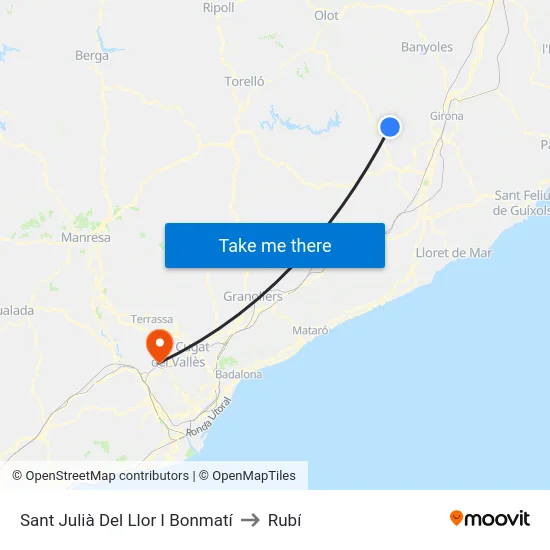 Sant Julià Del Llor I Bonmatí to Rubí map