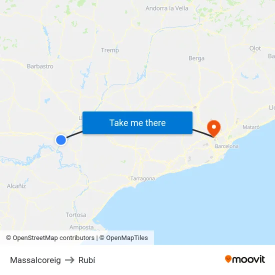 Massalcoreig to Rubí map