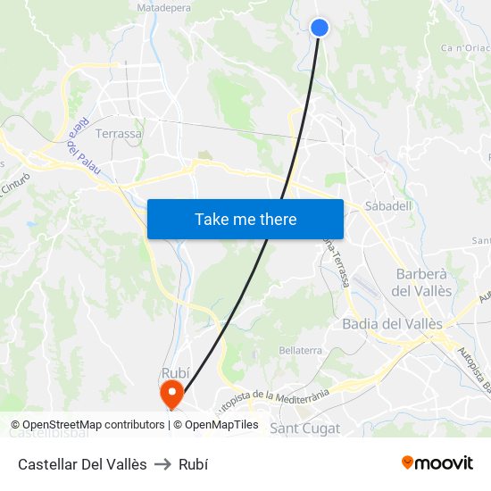 Castellar Del Vallès to Rubí map