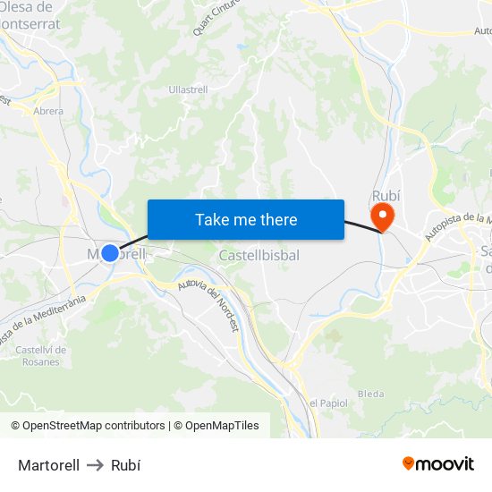 Martorell to Rubí map