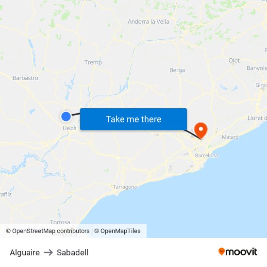 Alguaire to Sabadell map