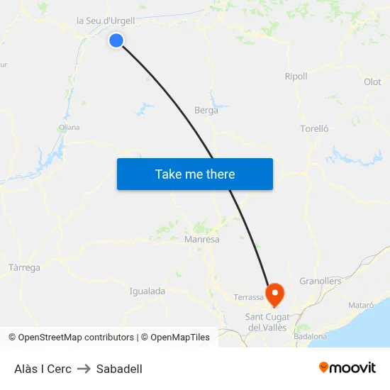 Alàs I Cerc to Sabadell map