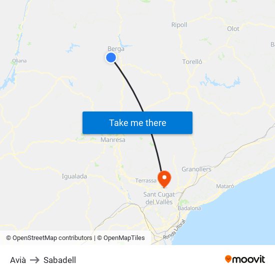 Avià to Sabadell map