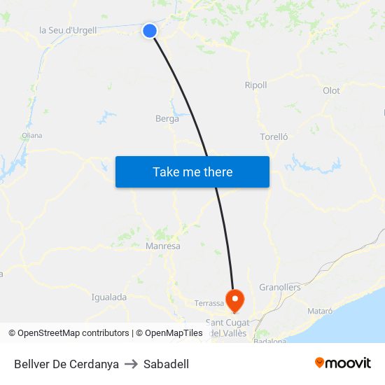 Bellver De Cerdanya to Sabadell map