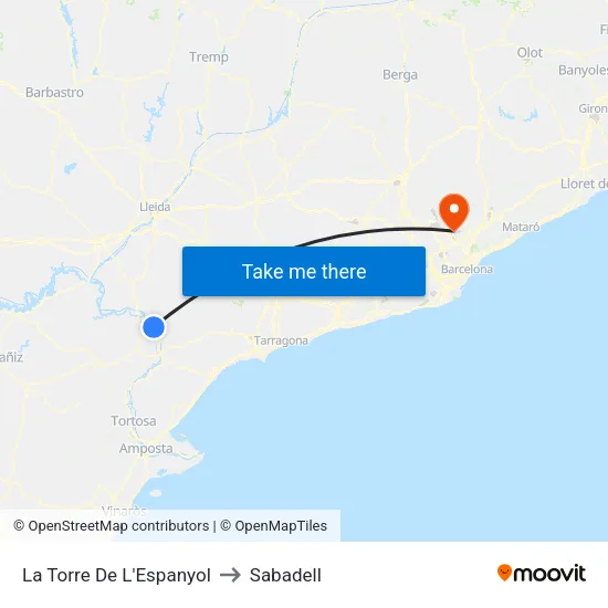 La Torre De L'Espanyol to Sabadell map