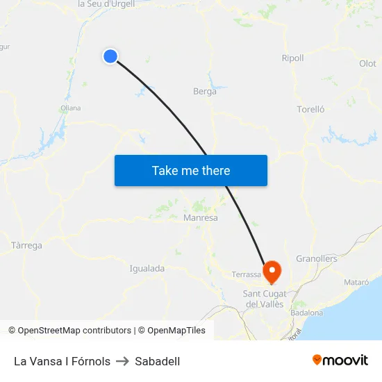 La Vansa I Fórnols to Sabadell map