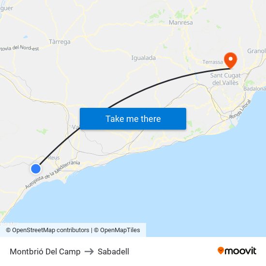 Montbrió Del Camp to Sabadell map