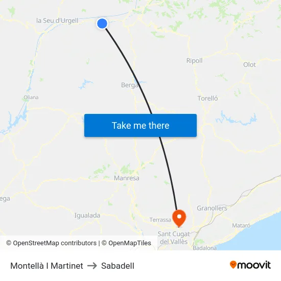 Montellà I Martinet to Sabadell map