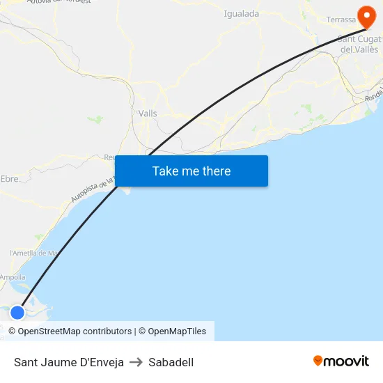Sant Jaume D'Enveja to Sabadell map