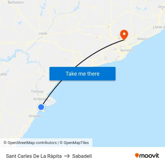 Sant Carles De La Ràpita to Sabadell map