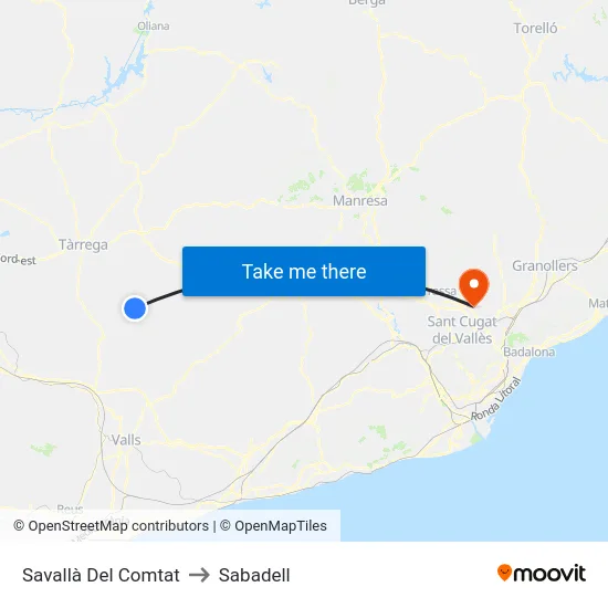 Savallà Del Comtat to Sabadell map