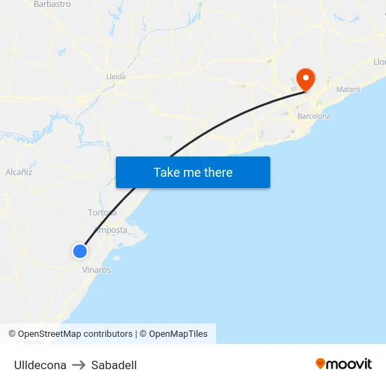 Ulldecona to Sabadell map