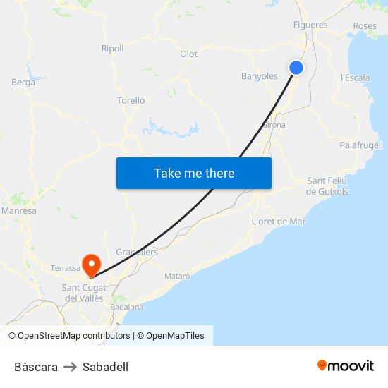 Bàscara to Sabadell map